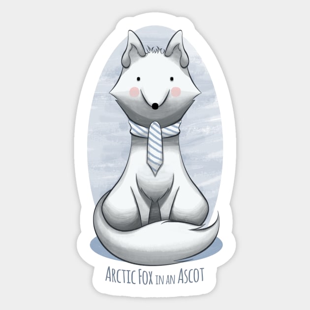 Arctic Fox in an Ascot Sticker by Art by Angele G